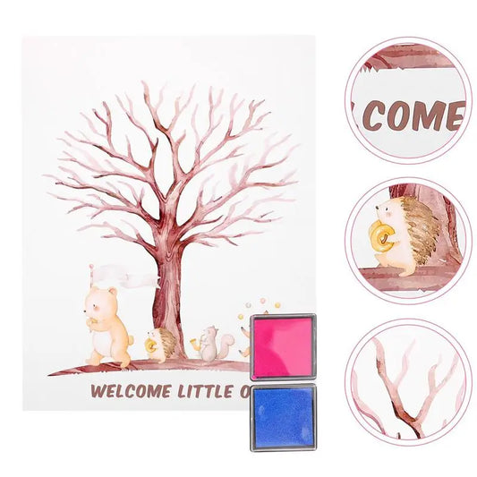 Gender Reveal Tree Gender Reveal Guest Book Party Fingerprint Tree Sign Baby Shower Guest Book Gender Reveal Coated Paper Decor