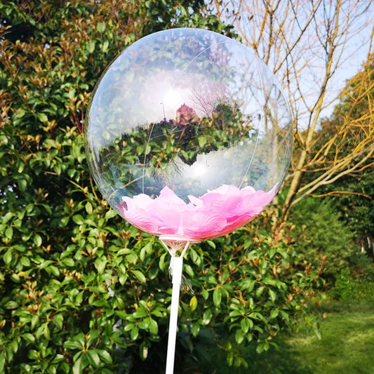 13" 18" 20" Round Transparent Traceless Bobble Ball Luminous Balloon Colorful Feather Birthday Party New Year Wedding Decoration