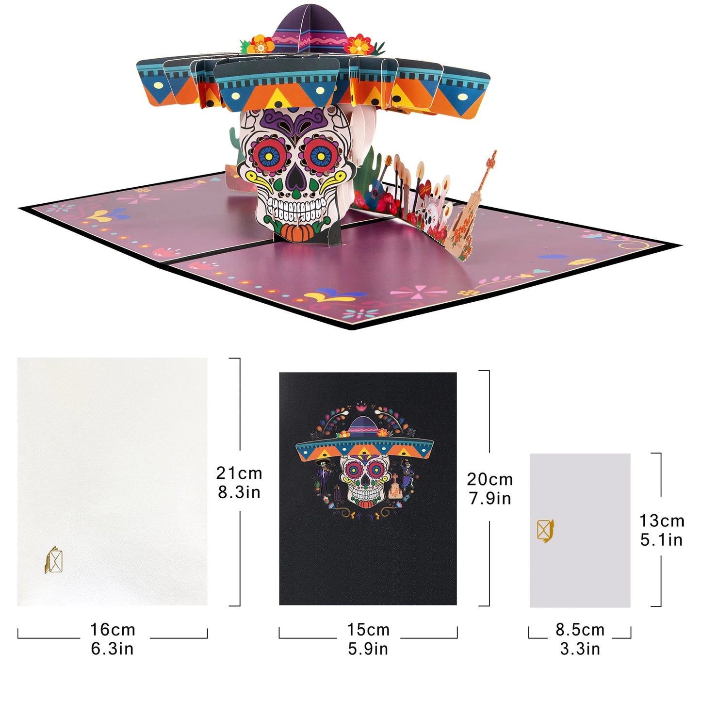 Dia de Muertos Pop Up Card, 3D Holiday Greeting Card, Dia de los Muertos Card, Day of the Dead Pop Up Card