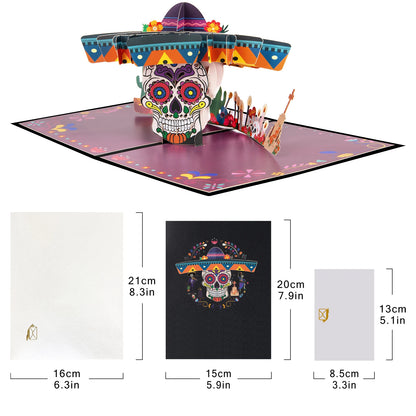 Dia de Muertos Pop Up Card, 3D Holiday Greeting Card, Dia de los Muertos Card, Day of the Dead Pop Up Card