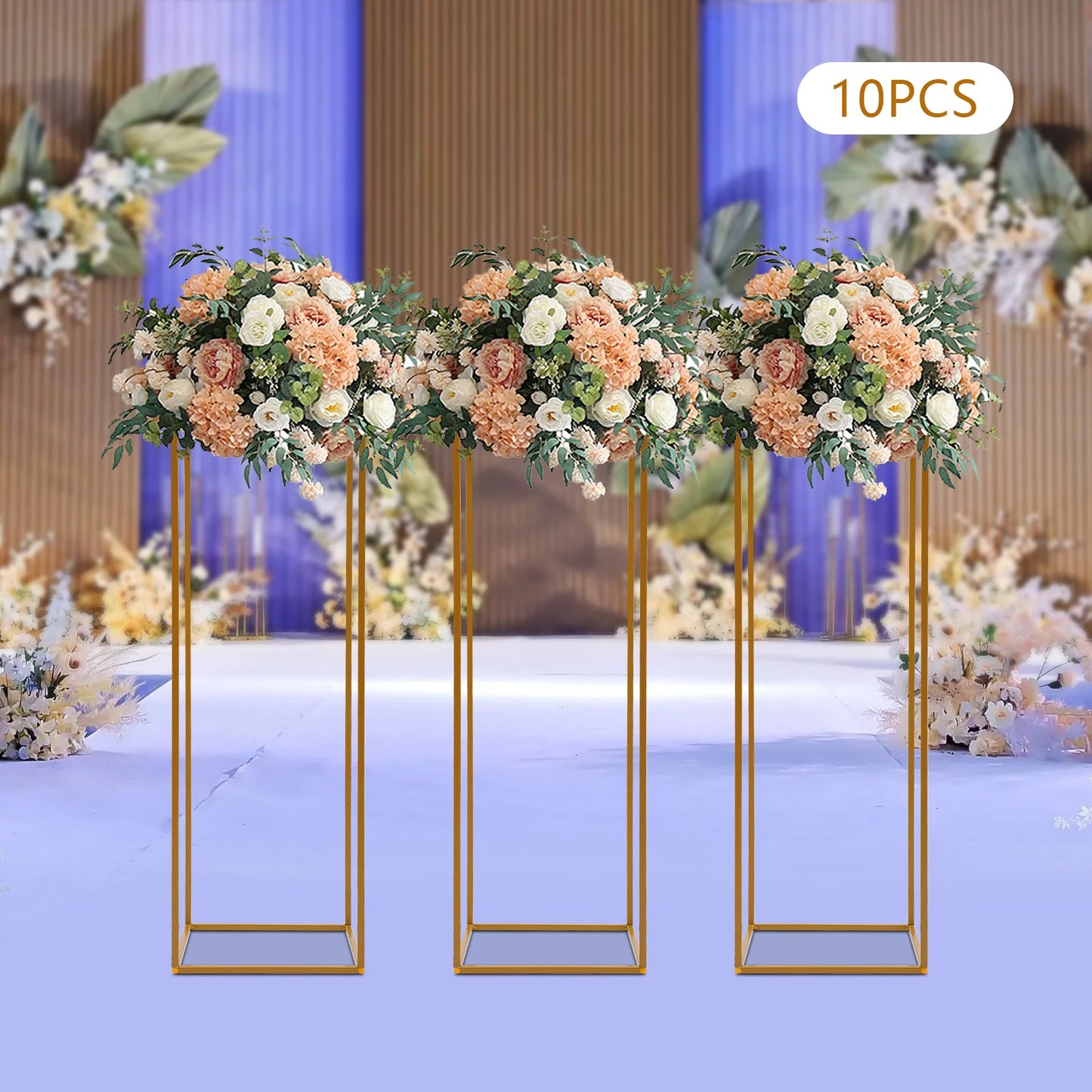 10Pcs/4Pcs Metal Golden Rectangular Frame Backdrop Wedding Rack Arch For Birthday Party Backdrop Wedding DLY Decor