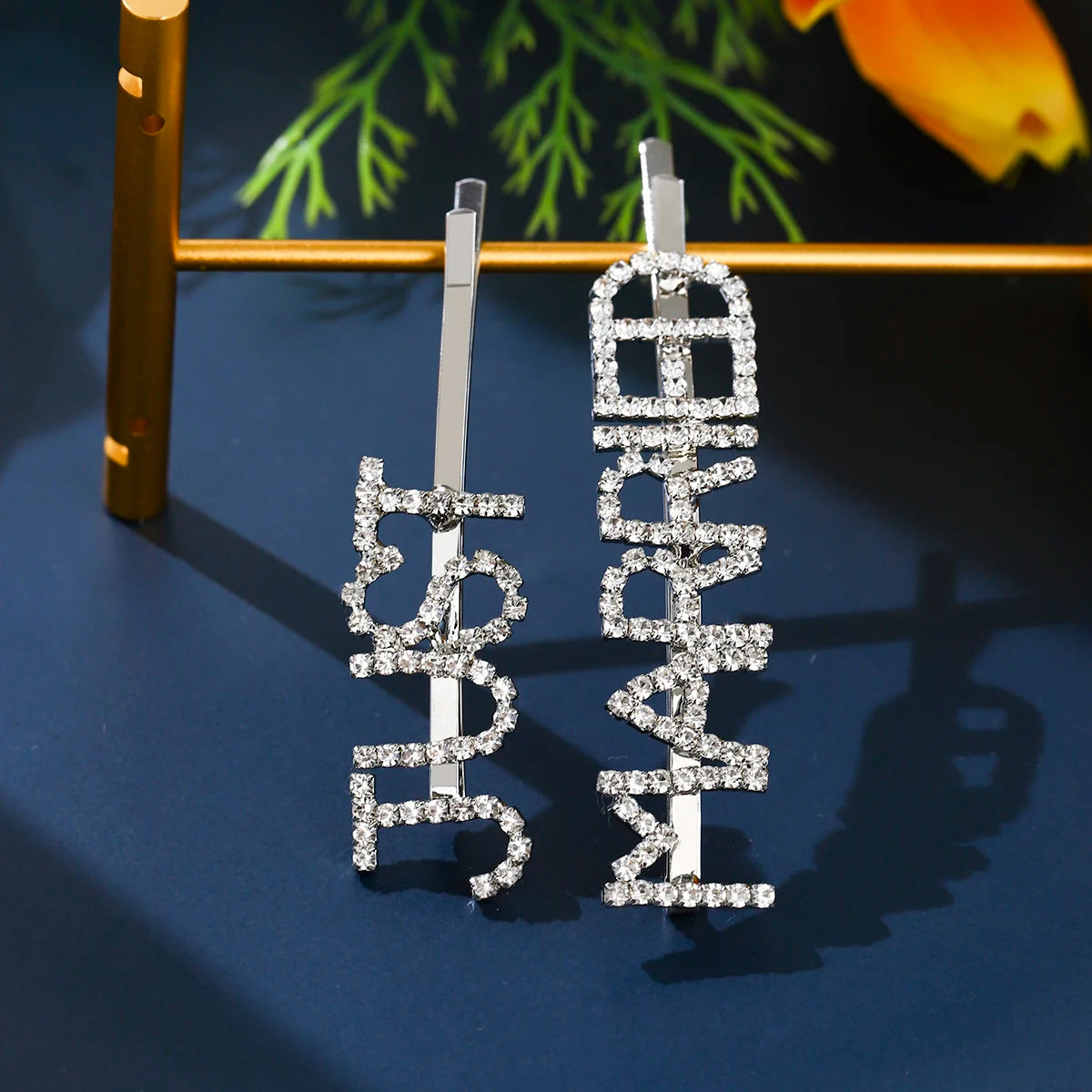 New 2 pieces Silver Bride To Be Rhinestone Word Hair Clips Barrettes Hairpins Small Hairgrips Headwear Hair Styling Accessories