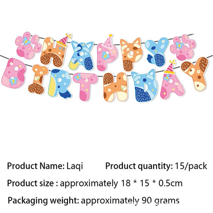 Cartoon Animation Bluey Theme Birthday Party Supplie Disposable Tableware Paper Plate Paper Cup Tissues Baby Shower Decor Supply