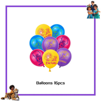 Encanto Birthday Party Decoration Balloon For Kids Event Supplies Tableware Set Plates Cups Napkins Cake Toppers Candy Box