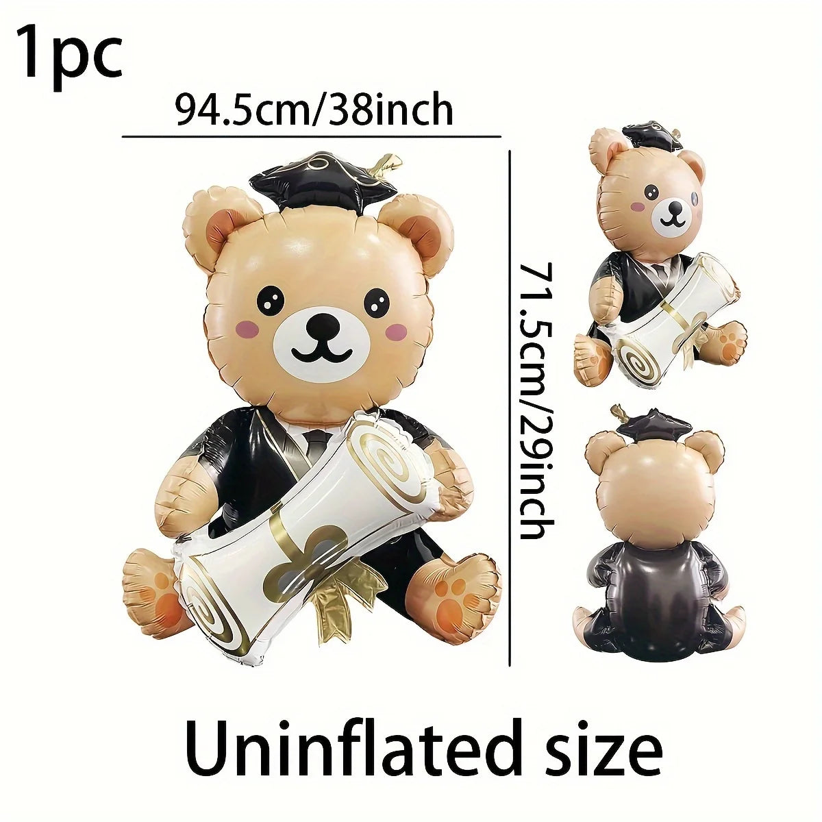1pc Cute Holding Graduation Bear Aluminum Film Balloon, Graduation Party Balloon Perfect For School Events And Campus Decoration