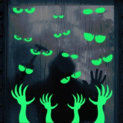 Halloween Stickers Luminous Eyes Ghost Party Decoration Stickers Fluorescent Horror Wall Stickers Holiday Party Room Decoration