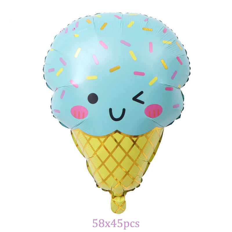 6pcs Ice Cream Candy Cake Dessert Shape Cartoon Helium Balloon Girls Summer Birthday Party Candy Bar Decorations Kids Toy Balls