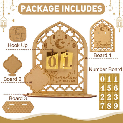 Ramadan Kareem Countdown Calendar Ornament Eid Mubarak Decoration 2025 For Home Muslim Islamic Festival Eid Al-Fitr Party Favors