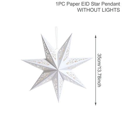 Hollow Star Hanging Pendants Ramadan Decorations 2025 for Home Ramadan Islamic Muslim Party Gifts Eid Mubarak Home Decorations