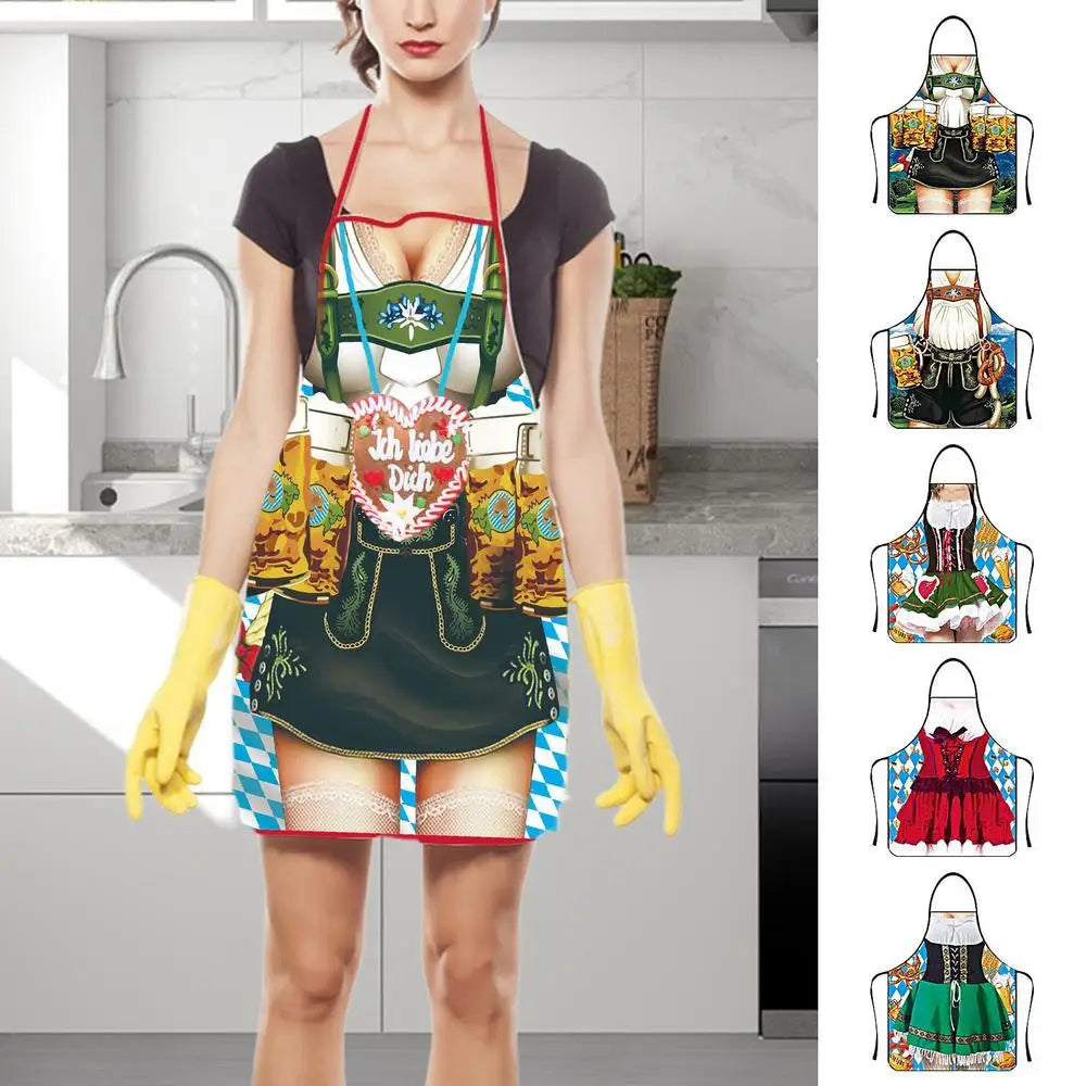Funny Apron Super Muscle Kitchen Man Women Cooking Aprons Oktoberfest Bavarian Apron Adult Cozinha Tablier Cuisine Pinafore