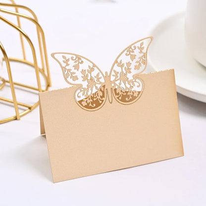 20/50pcs Laser Hollow Butterfly Wedding Place Card Banquet Party Birthday Seat Card Name Sign-in Table Card Flower Greeting Card