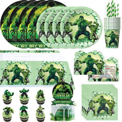 Super Hero Hulk Birthday Party Decoration Balloons Kids Disposable Tableware Cup Plate Backdrop Cake Topper Baby Shower Supplies