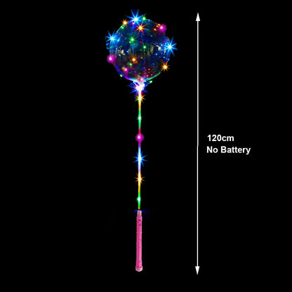 5/10/15/20Packs LED Light Up BoBo Balloons Colorful Handle 120cm Glow in the Dark Bobo Balloon Wedding Valentines Day Decoration