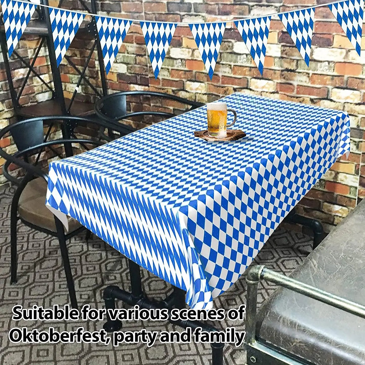 Oktoberfest Table Cloth Pennant Decorations Diamond Table Cover Banners Bavarian Beer Festival Indoor Outdoor Party Decorations