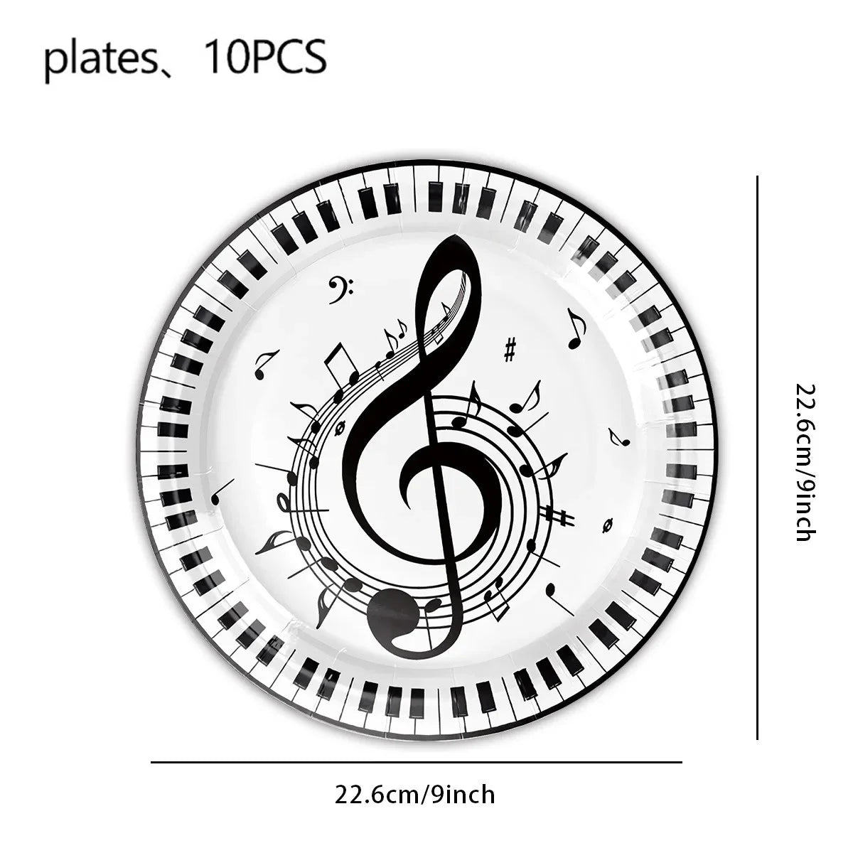 10Guests Music Festival Party Disposable Tableware White Black Note Happy Musical Lover Birthday Party Supplies