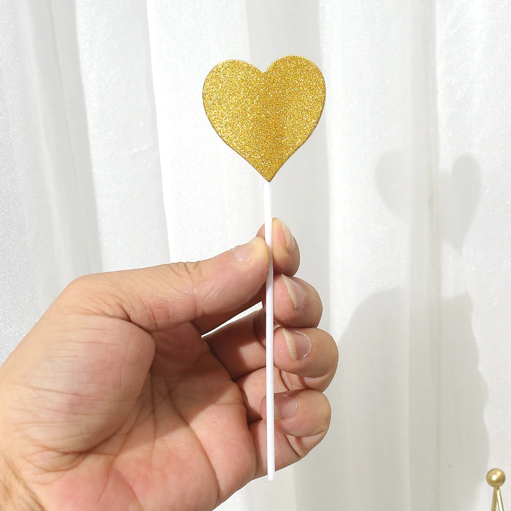 7/21Pcs Cake Topper Gold Love Star Happy Birthday Cake Topper Decoration DIY Cupcake Flag Ornament Wedding Christmas Decor