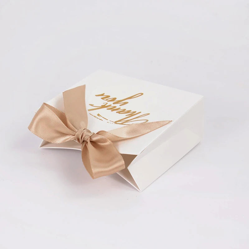 5/10pcs Thank You Candy Box With Ribbon Small Gift Packing Bag For Christmas Wedding Baby Shower Birthday Party gift for guests