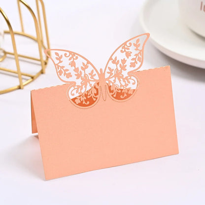 20/50pcs Laser Hollow Butterfly Wedding Place Card Banquet Party Birthday Seat Card Name Sign-in Table Card Flower Greeting Card