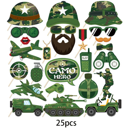 Military Party Decoration Set Camouflage Netting Tableware 4D Tank Balloon Camo Army Soldier Armored Vehicle Kids Birthday Gifts
