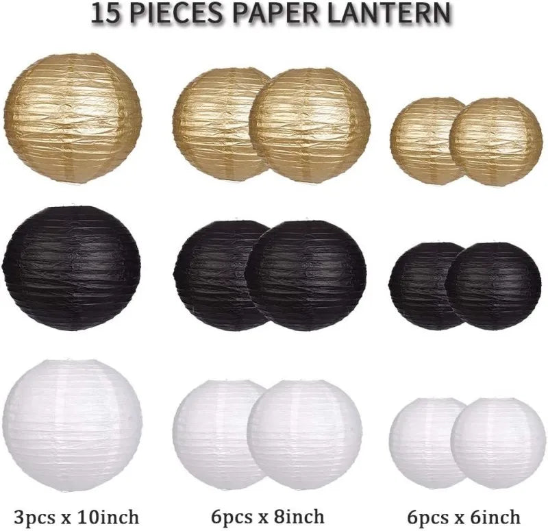 15Pcs Sage Green Set Round Paper Lantern For Baby Girl Shower Decoration Baptism Party Decor Hanging Pompom Crafts Ornament