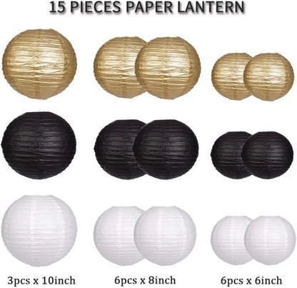 15Pcs Sage Green Set Round Paper Lantern For Baby Girl Shower Decoration Baptism Party Decor Hanging Pompom Crafts Ornament
