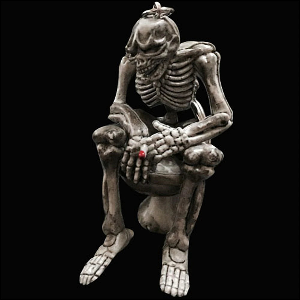 Keychain For Men Creative Skull Skeleton In Toilet Keyring Punk Key Chain Bag  Ornaments Key Accessories