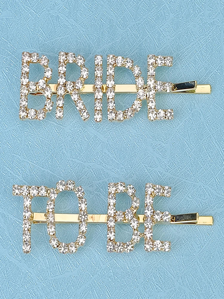 New 2 pieces Silver Bride To Be Rhinestone Word Hair Clips Barrettes Hairpins Small Hairgrips Headwear Hair Styling Accessories