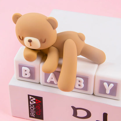 New 3D Pink Blue Bear Cake Topper Cute Mini Bear Doll Cake Decoration Boy Girl Birthday Party Gender Reveal Baby Shower Supplies