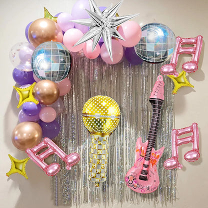 Music party disco balloon set, pop singer, 8090s hip hop disco party, birthday party, music props decoration supplies