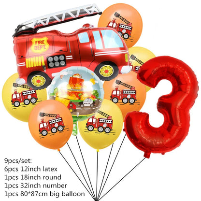 Firefighter Sam Party Supplies Plates Napkins Cups Tablecloth Banner Fire Truck Party Decorations Kids Boys Decor Supplies