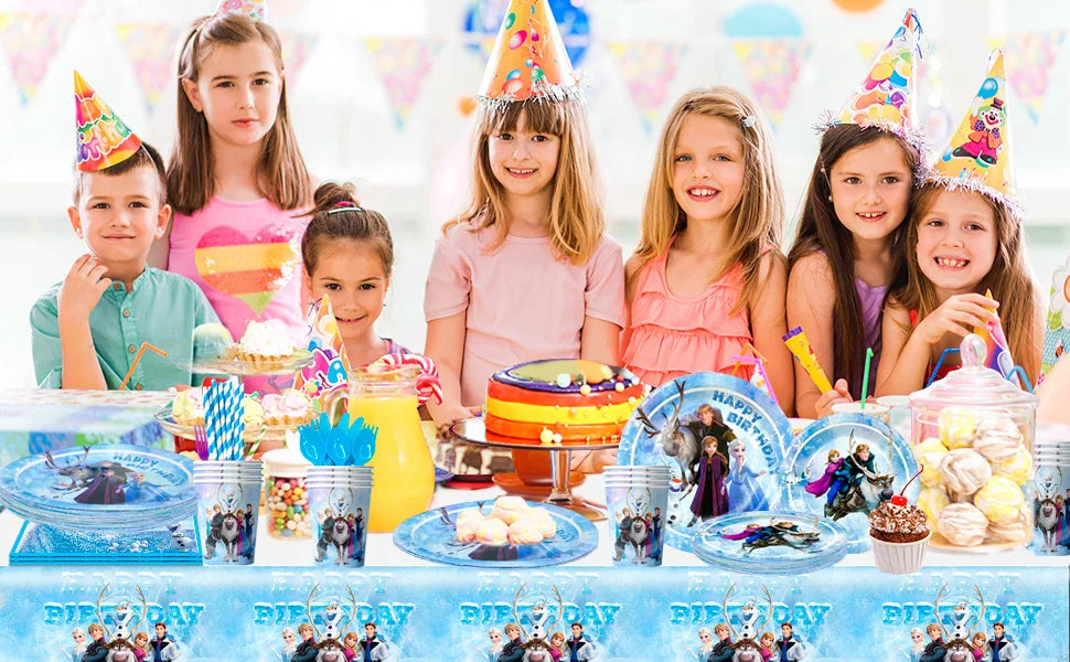 Frozen Theme Party Supplies,Frozen Birthday Party Tableware-161pcs Frozen Party Supplies-Frozen Plates Napkin Cup Tablecloth