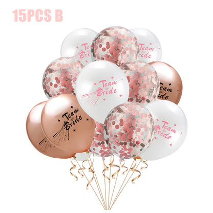 Bride To Be Party Decorations Balloons Napkin Cups  Veil Sash Team Bride Wedding Decor Bachelorette Party Supplies