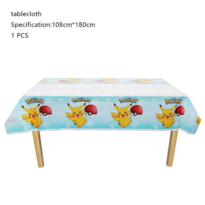 Pokemon Birthday Party Decoration New Lightning Pikachu Balloon For Kids Event Supplies Disposable Tableware Banner Backdrop