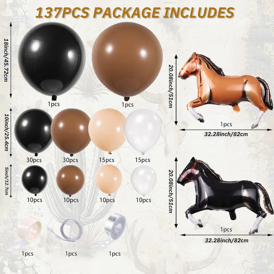 137pcs Western Cowboythemed Balloon Arch Kit for Rodeo,farm Parties,Western Birthday Parties and General Celebration Decorations