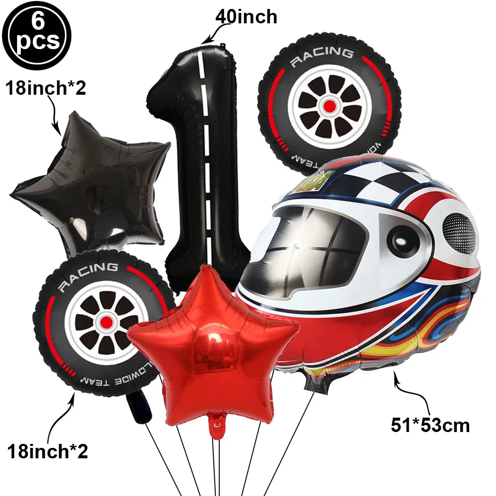 Race Car 2nd Birthday Decorations Tableware Paper Plates Cups Large Racing Car Balloons Kids Two Fast Birthday Party Supplies