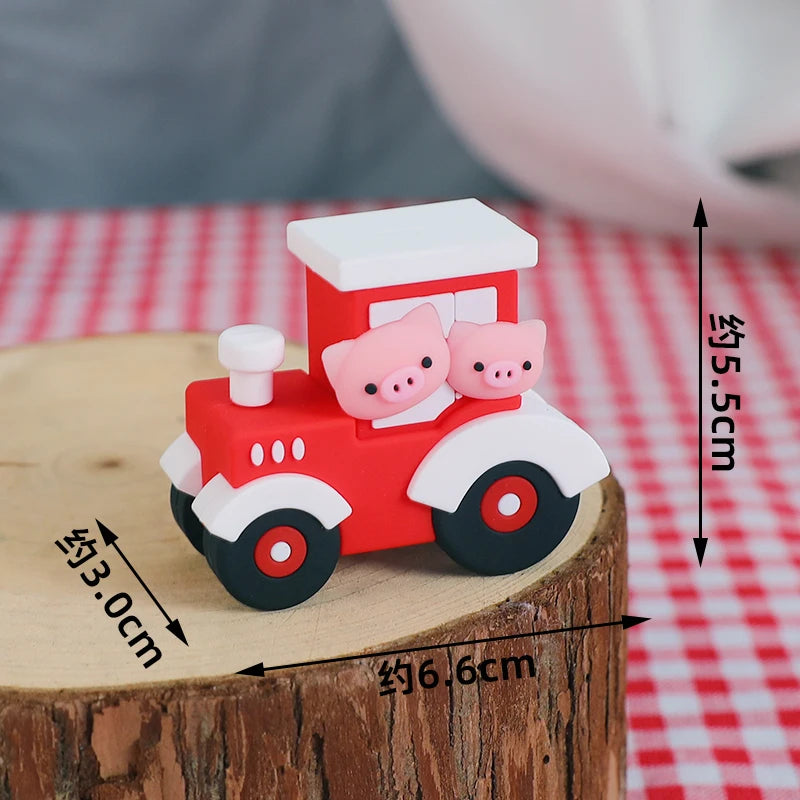 Farm Animals Cake Topper Rustic Cake Decoration Lambs, Ponies, Piglets, Chick,  Haystacks for Kids Happy Birthday Party Supplies