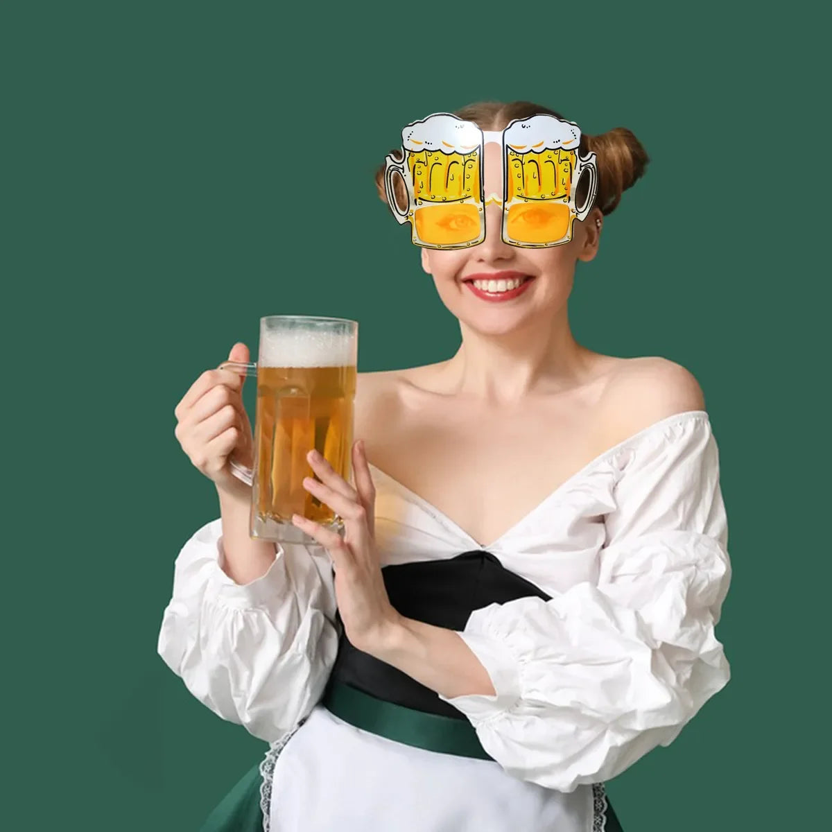 12Pcs Oktoberfest Glasses Plastic Goggles Beer Mug Pattern Glasses Photo Props German Oktoberfest Theme Event Decoration