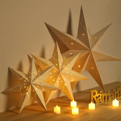 Hollow Star Hanging Pendants Ramadan Decorations 2025 for Home Ramadan Islamic Muslim Party Gifts Eid Mubarak Home Decorations