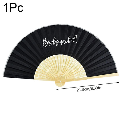 1-6pcs White Wedding Bride Hand Fans Bachelorette Hen Party Bridesmaids Gift Foldable Paper Fan Wedding Bride Shower Party Decor