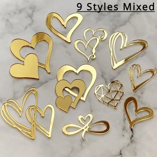 9 designs Ins Style Love Heart Acrylic Cake Topper Birthday Valentine's Day Cake Decoration Wedding Cake Side Acrylic Insert