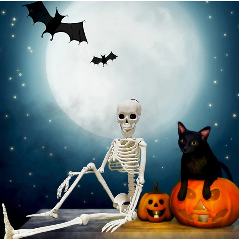 Halloween Movable Skeleton Fake Human Skull Bones Halloween Party Home Bar Decorations Haunted House Horror Props Ornament Toys