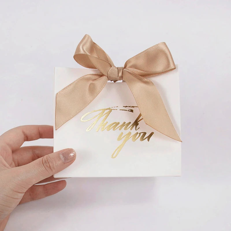 5/10pcs Thank You Candy Box With Ribbon Small Gift Packing Bag For Christmas Wedding Baby Shower Birthday Party gift for guests