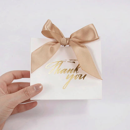 5/10pcs Thank You Candy Box With Ribbon Small Gift Packing Bag For Christmas Wedding Baby Shower Birthday Party gift for guests