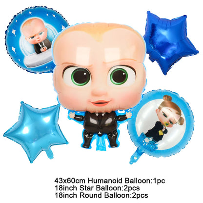 Cartoon Boss-Boys-Girls Theme Newborn 1st Birthday Party Decor Disposable Tableware Backdrop Balloons Baby Shower For Kids Gifts