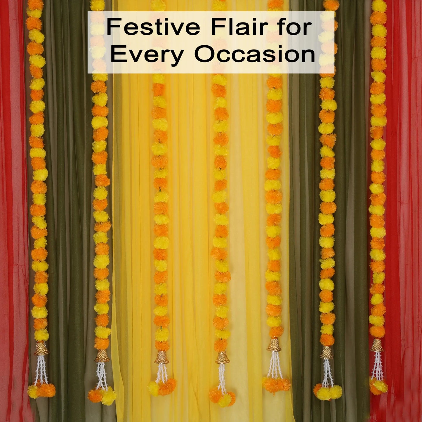 5-50pcs Marigold Flower Garlands Artificial Flower Garland for Indian Décor,Pooja, Diwali, Fiesta Day of The Dead, Mexican Party