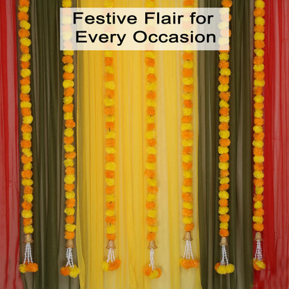 5-50pcs Marigold Flower Garlands Artificial Flower Garland for Indian Décor,Pooja, Diwali, Fiesta Day of The Dead, Mexican Party