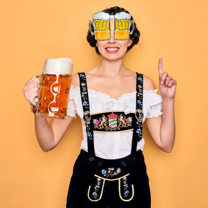 12Pcs Oktoberfest Glasses Plastic Goggles Beer Mug Pattern Glasses Photo Props German Oktoberfest Theme Event Decoration