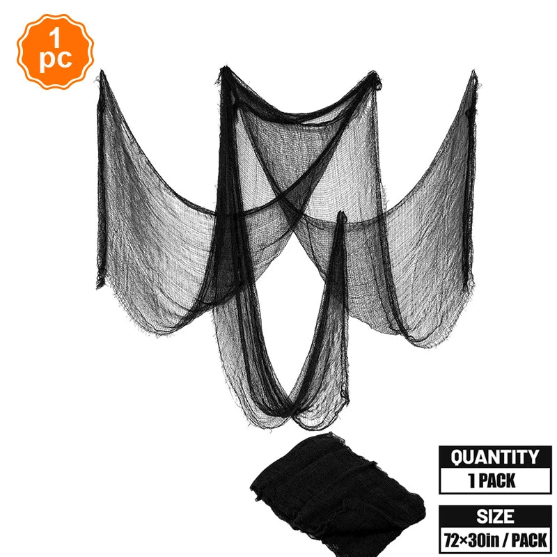 Creepy Cloth Spooky Halloween Decoration White Black Gauze Window Door Cover Scary Party Horror House Props Hallow Home Supplies