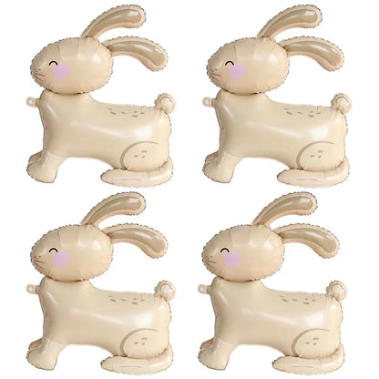 4pcs 4D Standing Rabbit Balloon Cute Cartoon Animal Foil Ballon Wedding Happy Birthday Party Decoration Kids Toys Baby Shower