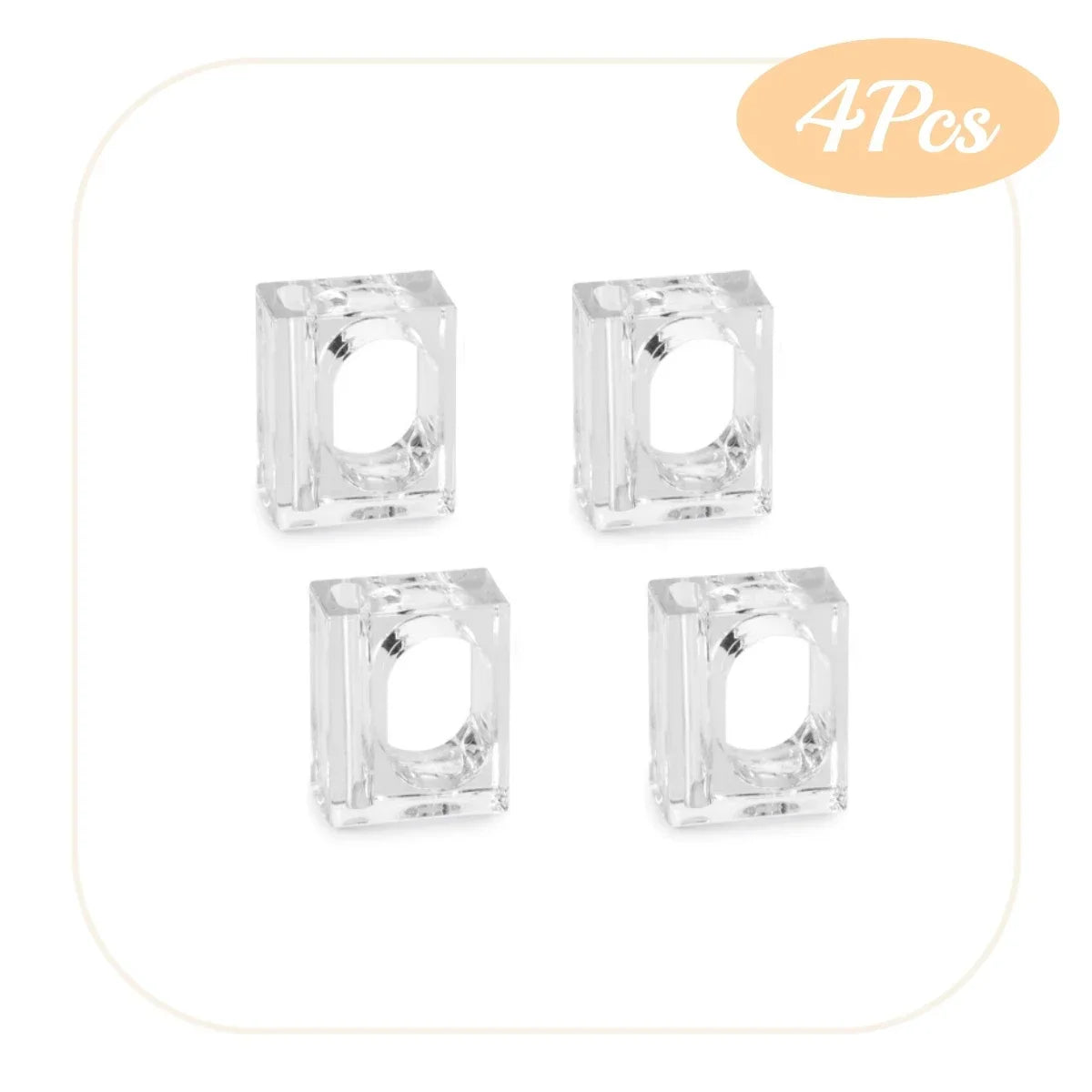 4-24Pcs Acrylic Napkin Rings Flower Vase Napkin Holders Clear Square Napkin Rings Bulk for Wedding Party Banquet Table Decor
